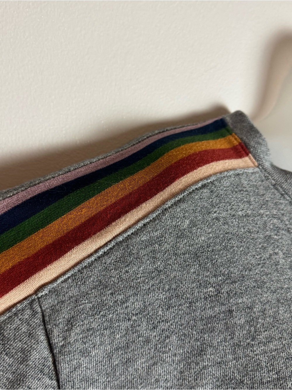 Madewell Gray Rainbow Stripe Cropped Crewneck Sweatshirt Size Medium - Picture 5 of 12